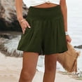 thumbnail image 4 of Vedolay Women's Summer High Elastic Waist Solid Color Fashion Shorts,Army Green L, 4 of 5