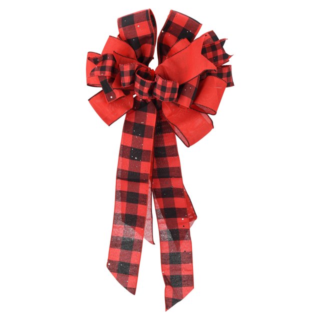 Bow Christmas Tree Decoration Lattice DIY Ribbon Rural Handmade American Country Style Bow-knot