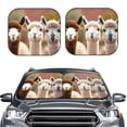 thumbnail image 2 of Honeii Cute Alpaca in Daze Print Foldable Car Sun Shade for Windshield, 2-Piece UV Protection Shade, Protects Car Interior, Ideal for Cars, Trucks, SUVs-Large, 2 of 6