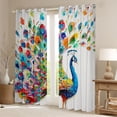 thumbnail image 2 of Manfei Watercolor Oil Painting Black Out Curtains,Kawaii Peacock Curtains Pack of 2 (42x63 Each),Cute Zoo Animal Bedroom Curtains For Girl Teens,Ultra Soft Home Decor, 2 of 6