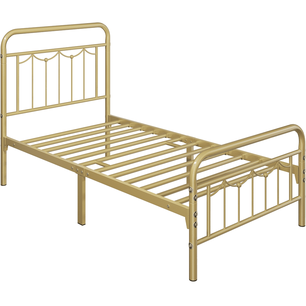 Yaheetech Metal Platform Bed Frame with Vintage Headboard and Footboard