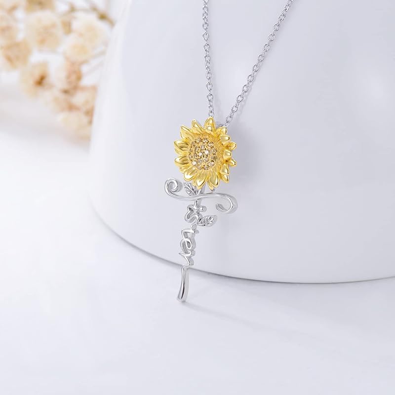 DVEATR Sterling Silver Sunflower & Rose Flower Butterfly & Lotus Pendant - Sister & Friendship Gift for Women