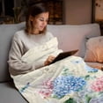 thumbnail image 5 of Flannel Fleece Throw Blankets Watercolors Blue Pink Embroidered Balloons Throws Blankets, Vintage Flowers Lightweight Soft Warm Blanket for Couch Sofa Bed Living Room All Season Use, 40x50in, 5 of 9