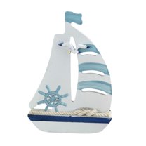 NUOLUX Mediterranean Sailing Boat Ornaments Solid Wood Sailboat Artistic Figurine Craft TV Cabinet Desktop Home Decorations for Table Ornament Photo Props Beach Ocean Theme Party and Room Decor
