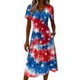 thumbnail image 4 of Usa Flag Dress for Women 2025 Womens Summer Dresses Patriotic Midi Wrap V-Neck Party Dress, 4 of 5
