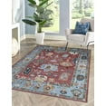 thumbnail image 2 of EORC Rust / SKY BLUE Hand Knotted Wool Traditional Colorful Mahal Classic Rug, 8' x 10, 2 of 8