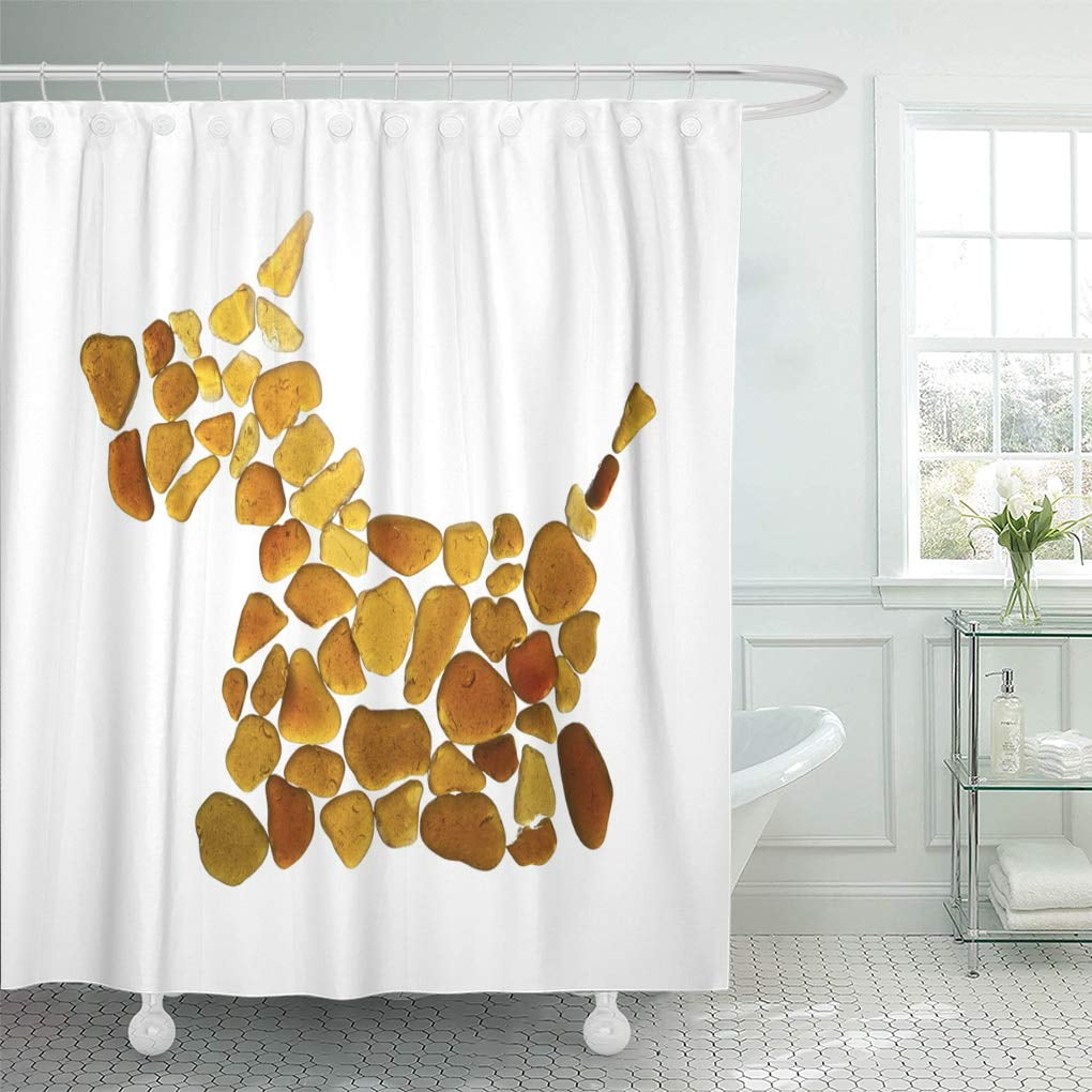 Cynlon White Aberdeen Sea Glass Dog Pictogram Scottish Terrier Scottie Bathroom Decor Bath Shower Curtain 60x72 Inch Walmart Com Walmart Com