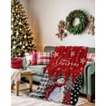 thumbnail image 2 of Merry Christmas Flannel Blanket for Bed,Travel and Camping, Snowman Xmas Tree Super Soft Cozy Blanket for All Seasons 30"x 40", 2 of 6
