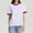 Red, variant on YHAJDS Women's T Shirts Cotton Color Contrast Round Neck Short Sleeve Loose Tee Spring Summer