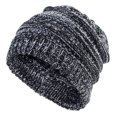 thumbnail image 1 of Gorro de lana tejido con cola de caballo para mujer, gorro de cola de caballo, gorro de punto elástico de invierno para exteriores (color dual blanco y negro), 1 of 4