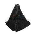 thumbnail image 3 of Genuine Leather Alcantara Suede Shift Knob Boot Cover Black With White Stitches, 3 of 5