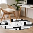 thumbnail image 4 of Modern Geometric Black Round Area Rug 3.3Ft Washable Circle Rugs for Dining Room Table, Abstract Minimalist Artwork Lines Non-Slip Carpet Floor Mats Indoor Outdoor Carpet Runner Aesthetic Home Decor, 4 of 8