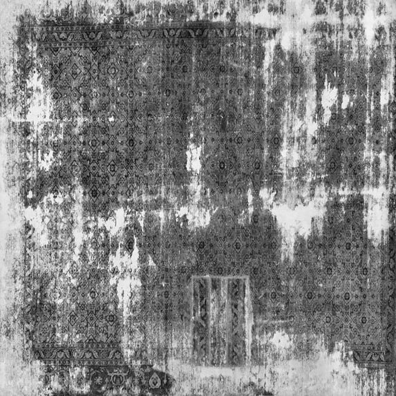 Ahgly Company Indoor Square Abstract Gray Modern Area Rugs, 7' Square