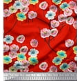 thumbnail image 1 of Soimoi Red Cotton Cambric Fabric Peony Floral Print Sewing Fabric Yard 42 Inch Wide, 1 of 3