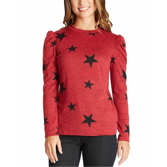 BCX Juniors' Puffed-Shoulder Star-Print Sweater Size XS