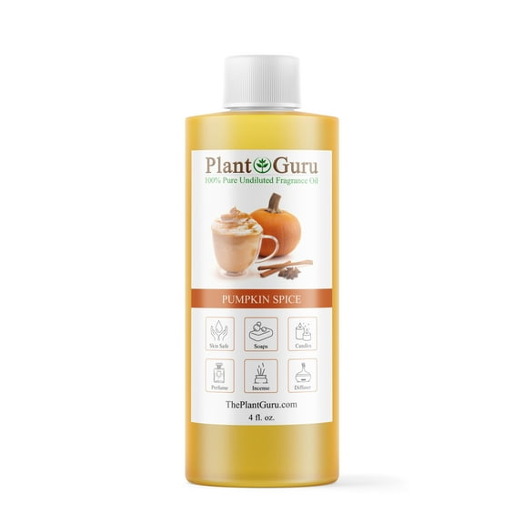 Pumpkin Spice Fragrance Oil 4 fl. oz. Scented Oil for DIY Soap Making, Candles, Bath Bombs, Body Butters. Used In Aromatherapy Diffusers, Burners and Warmers. Great Addition To Lotions and Creams.