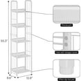 thumbnail image 5 of Bookshelf Storage Shelf Bookcase Freestanding Storage Stand for Living Room, Bedroom, Kitchen, Rust Resistance, Easy Assembly Free Combination Multi-Functional Organizer (5 Tiers,White), 5 of 9