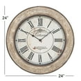 thumbnail image 4 of DecMode 24" Cream Wooden Fleur De Lis Distressed Wall Clock, 4 of 14
