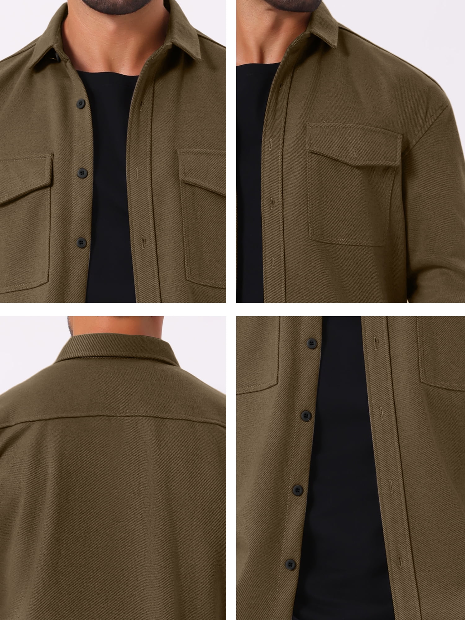 DARING DIVA Long Sleeve Button Solid Color Casual Work Jacket L Brown