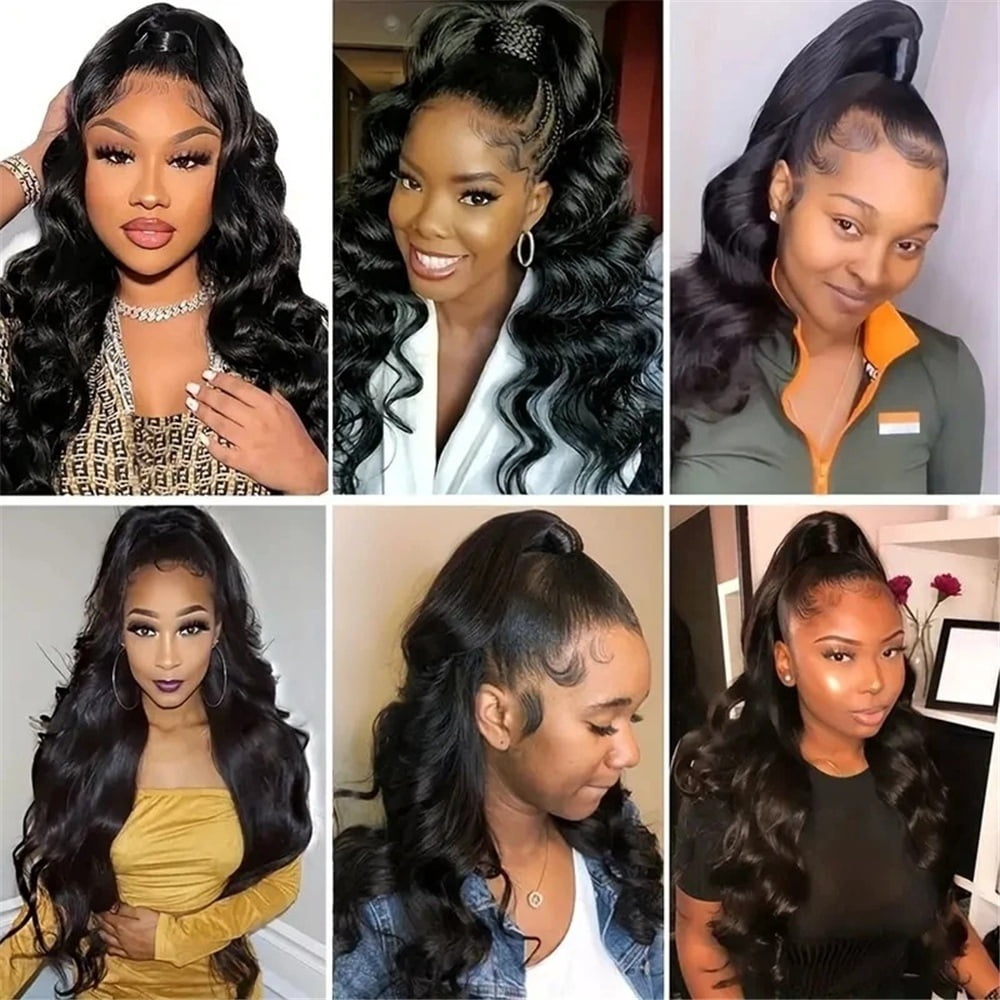 Drawstring Ponytail 10-26 Inch Long Body Wavy Human Hair Ponytail Hairpiece Clip in Remy Hair Extension for Daily Use