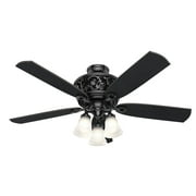 Hunter 54 inch Indoor Ceiling Fan with LED Lights and Remote Control - Standard Mount Black Ceiling Fan, 5 Blades, For Bedroom, Living Room, or Kitchen, Quiet - Promenade 59545, Gloss Black