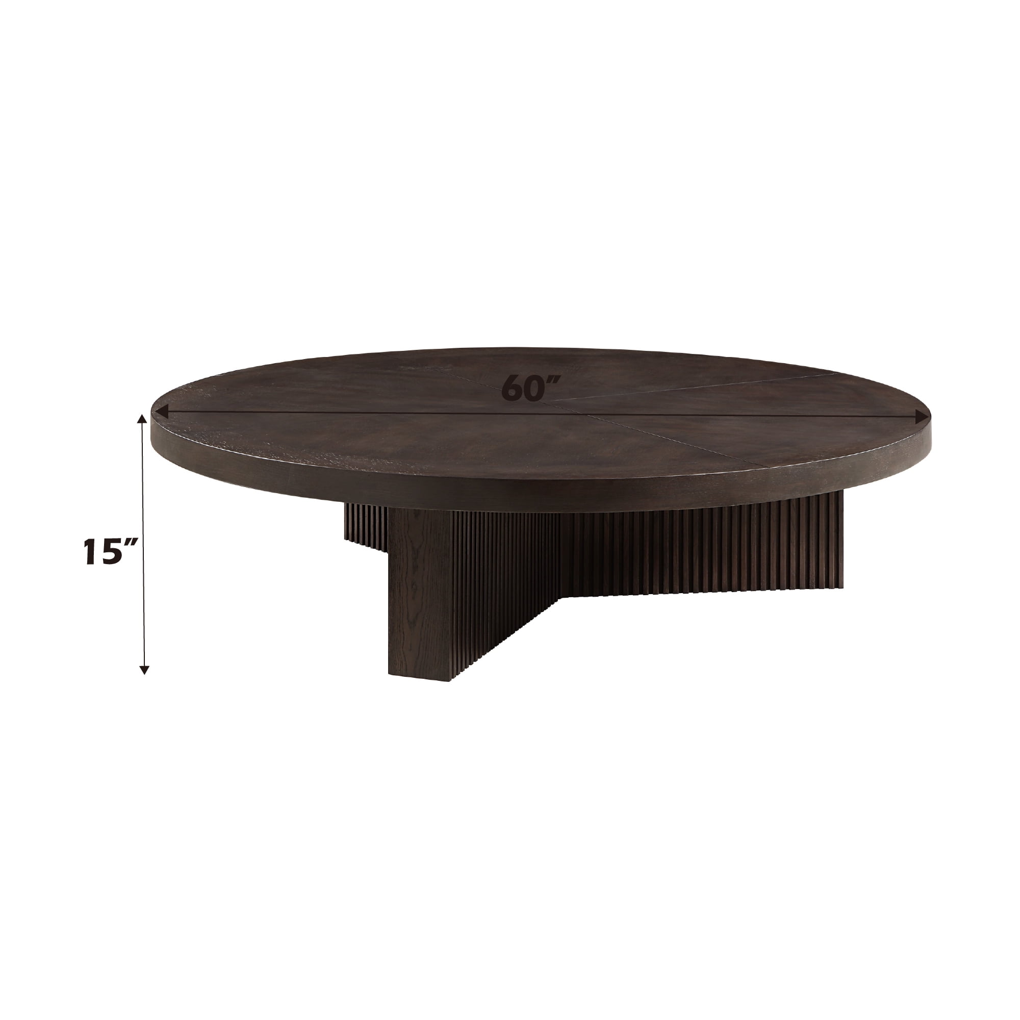 ACME Guido Contemporary Wood Round Coffee Table in Oak Finish