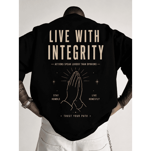 Live With Integrity Graphic Sweatshirt for Men Women Inspirational Back Print Oversized Pullover Crewneck