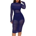thumbnail image 1 of GHSDFBB Women Sexy Bodycon Dresses See-Through Sheer Mesh Ruched Bodycon Party Club Night Dress, 1 of 7
