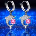 thumbnail image 2 of Pendientes Temperamento Femenino Pendientes de moda Pendientes en forma de corazón Pendientes de cobre blanco de la gota de agua Hebilla de oreja Pendientes de las mujeres de longitud media completa, 2 of 2