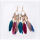 thumbnail image 2 of 5 pares de pendientes largos de plumas con flecos en V con cuentas Boho borla Long Dr JM, 2 of 5