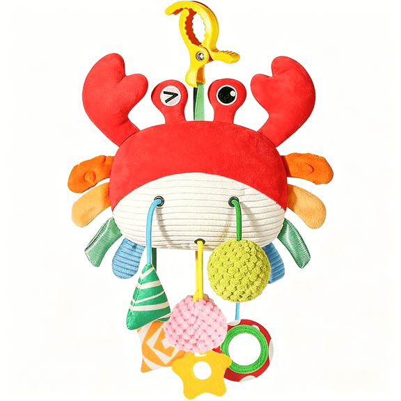 BESTSKY Car Seat Toys for Babies,Crab Baby Toys 0-6 Months Infant Carseat Hanging Stroller Accessories Sensory Newborn Easter Gift 1 2 3 4 5 6 Month Old Boy Essentials Stuff with Clip,Rattle