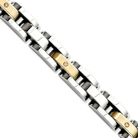 Primal Steel Stainless Steel & 14k Accent w/Diamonds 8.25in Bracelet