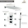 thumbnail image 4 of Boyel Living Shower Head Set Wall Mount 12'' Rainfall 3 Function Shower System with 6 Body Jets Sprayer,Chrome, 4 of 11