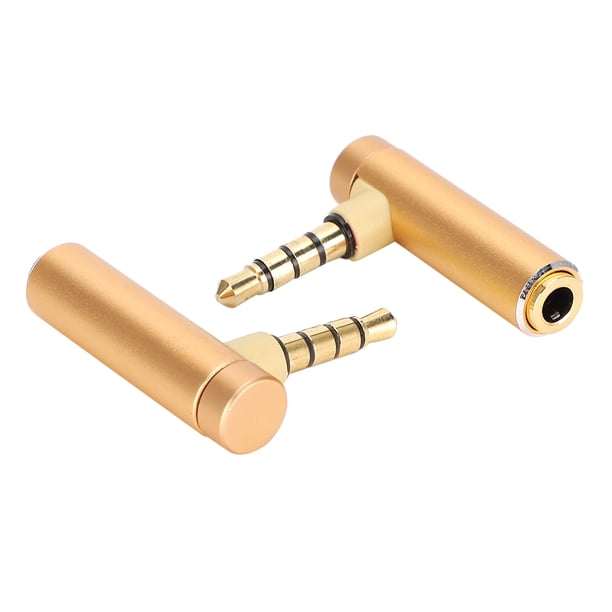 M Buder 2pcs Adaptador de Audio Macho a Hembra 3.5mm L Ángulo Recto Estéreo Auriculares Jack Dorado Metal