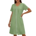 thumbnail image 6 of Yeaiivve Womens' Zipper Robe Short Sleeve Bathrobes Summer Sleepwear Soft Housecoat with Pockets Zip Up House Robes Green,S, 6 of 6