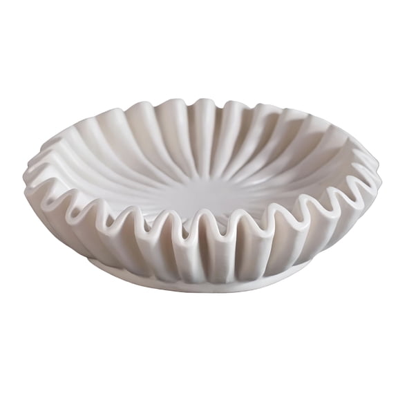 ACDANC Decorative Bowl Resin Fluted Ruffle Bowl,Scallop Fruit Bowl,Key Bowl for Entryway Table Modern,Decorative Bowls for Coffee Table/Dining Table/Console Table/Home Decor Centerpiece