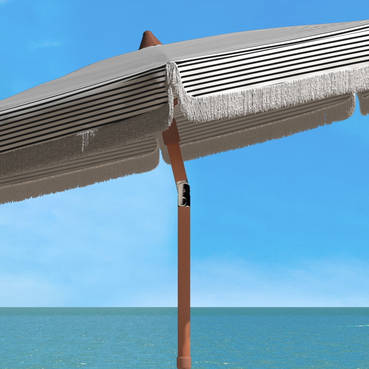 SAFAVIEH Copen 6.5' Beach Patio Umbrella, White/Black