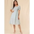 thumbnail image 3 of INSPIRE CHIC Robe Midi Décontractée pour Femme à Encolure Carrée, Manches Bouffantes, Smockée, à Fleurs, 3 of 6