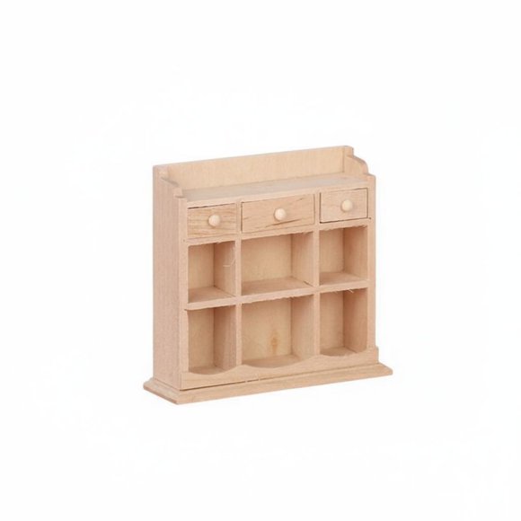 predolo Estante de Pared para Casa de Muñecas Diseño Realista Estantería sin Pintar para Muñecas Detalles Finos Estantería de Madera Escala 1:12 para Niños