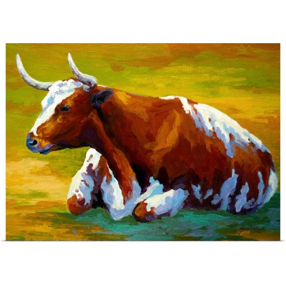Great BIG Canvas | Rolled Marion Rose Poster Print entitled Longhorn Cow