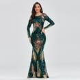 thumbnail image 5 of O-neck Long-Sleeve Shinning Sequins Evening Dresses Sexy Backless Mermaid Party Gowns Maxi Elegant Multi Female Robes Vestidos, 5 of 8