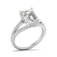 thumbnail image 2 of Dash Jewelry 14K White Gold Plated Ring - Excellent 2 Ct Emerald Cut Moissanite Ring - Split Shank Moissanite Engagement Ring for Her - Solitaire with Accents Anniversary Delicate Rings for Women's, 2 of 7