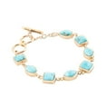thumbnail image 3 of Genuine Blue Turquoise Hammered Golden Link Bracelet, 3 of 3