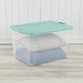 thumbnail image 4 of Sterilite Large Latching Storage Bin, 66 Quart Clear Plastic Storage Container with Latch Lid, Mint, 6 Pack, 4 of 5