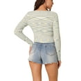thumbnail image 3 of INSPIRE CHIC Women's Casual Long Sleeve Open Front Stripe Knitted Butterfly Buckle Crop Cardigan S Light Blue And Yellow, 3 of 6