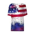 thumbnail image 4 of Itsame 4th of July Shirts Women Independence Day Short T-Shirt Sleeve American Flags Printed Short Sleeve Top, V-Neck White, 4 of 5