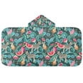 thumbnail image 5 of Yayeee Kids Hooded Towel with Hand Pockets Beach Soft Absorbent Bath Wrap 50 x 23.5 inch, Green Tropical Pattern, 5 of 5