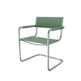 thumbnail image 2 of Saddle Leather Accent Chair Stainless Steel Arm Chair Dining Chair - Green, 2 of 4