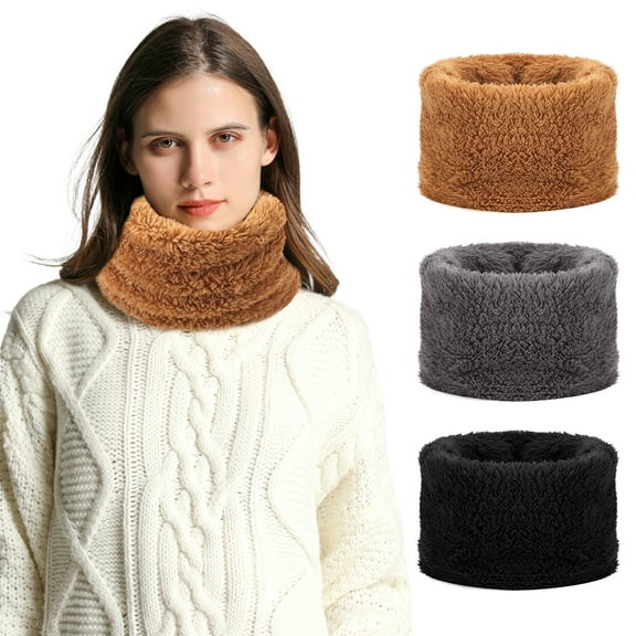 Bocaoying 3 Pack Winter Fleece Neck Gaiter for Women, Soft Warm Neck Warmer, High Collar Circle Loop Neck Scarves for Men Women Skiing Hiking Cycling