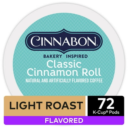 Keurig K Cups Cinnamon Cinnabon Classic Cinnamon Roll Keurig K-Cup Coffee Pods, Light Roast, Flavored, 72 Count (4 Packs of 18 K-Cups) ()
